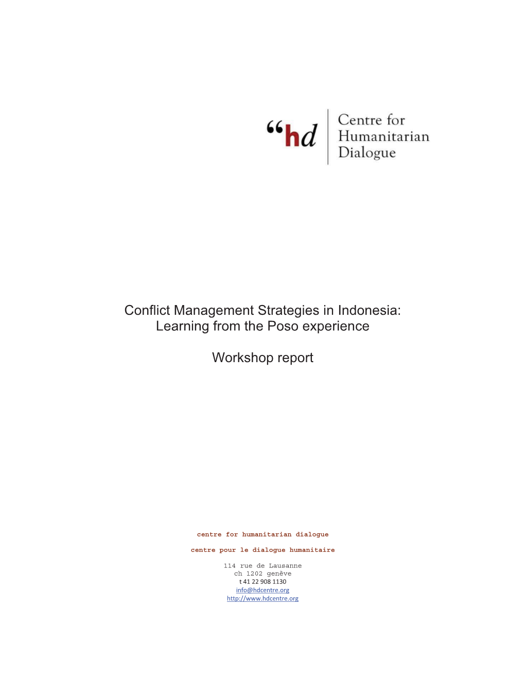 Conflict Management Strategies in Indonesia: Learning from the Poso Experience