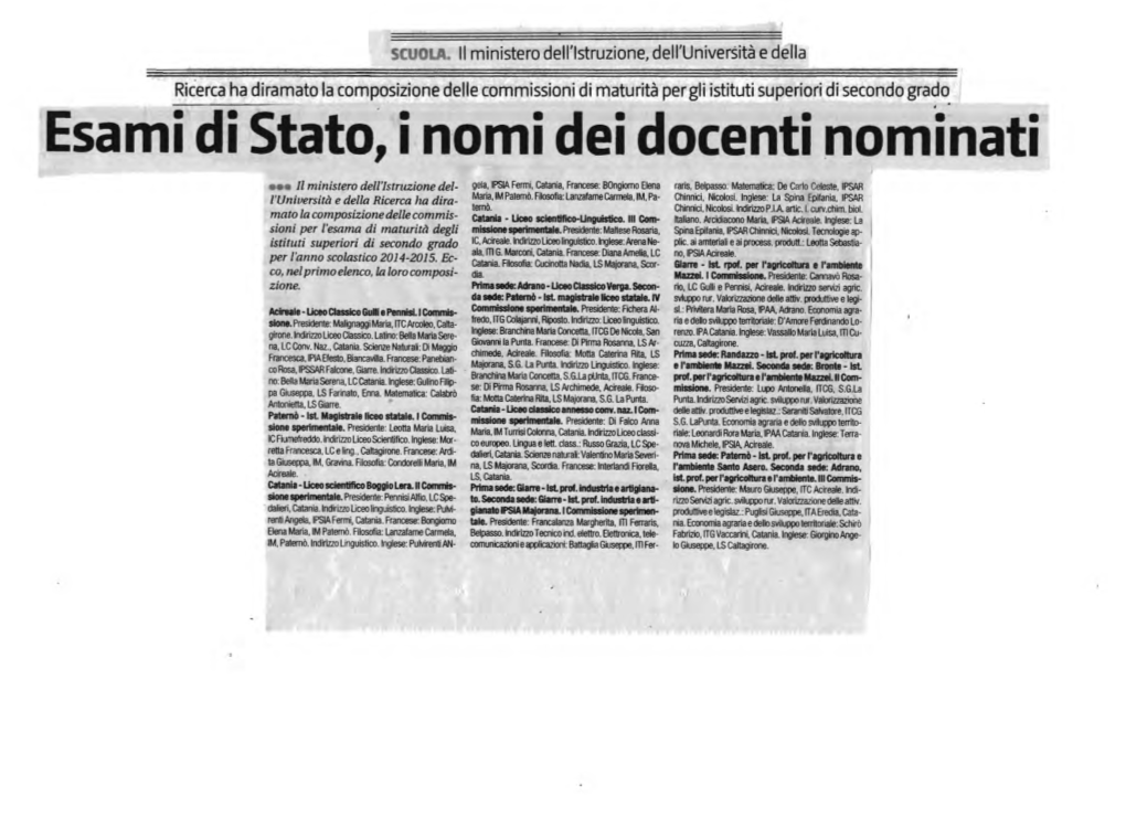 Esami Di Stato, I Nomi Dei Docenti Nominati