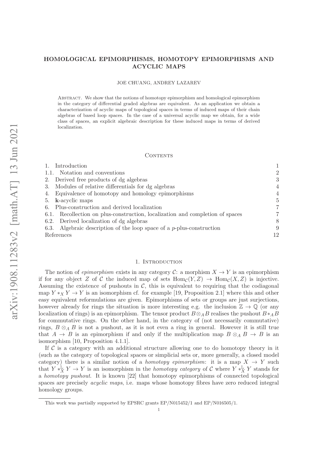 Arxiv:1908.11283V2 [Math.AT] 13 Jun 2021 Pcsaeprecisely Are Spaces Oooygroups