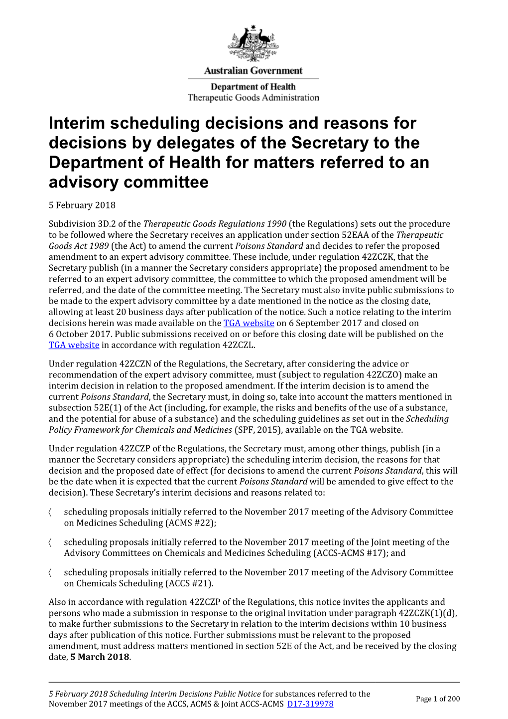 Scheduling Delegates' Interim Decisions and Invitation For