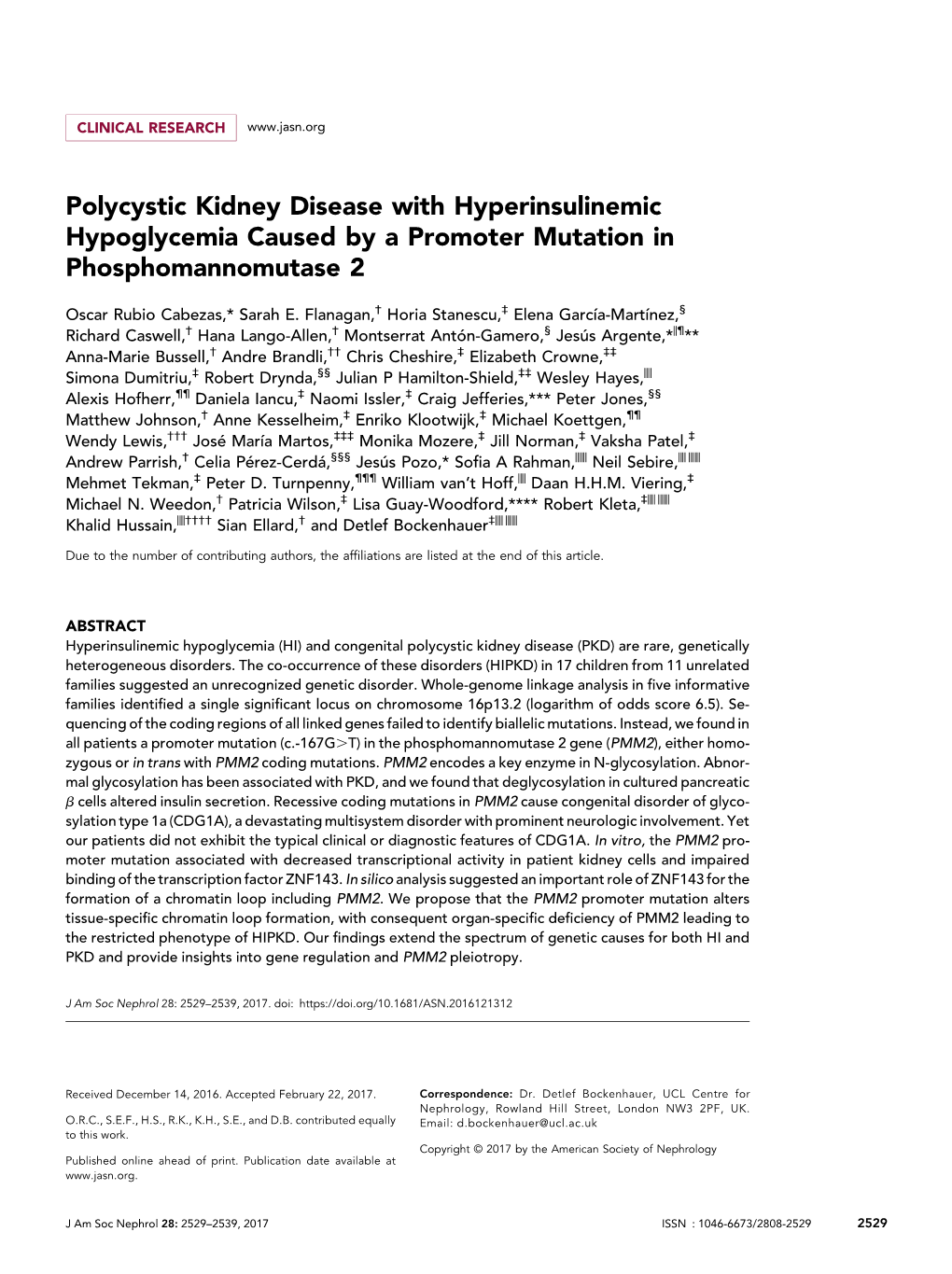 Polycystic Kidney Disease with Hyperinsulinemic Hypoglycemia Caused by a Promoter Mutation in Phosphomannomutase 2