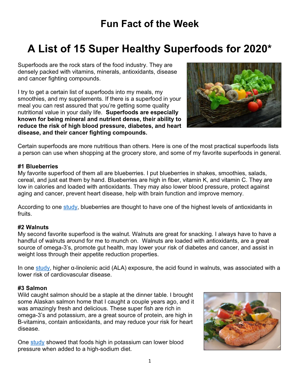 A List of 15 Super Healthy Superfoods for 2020*