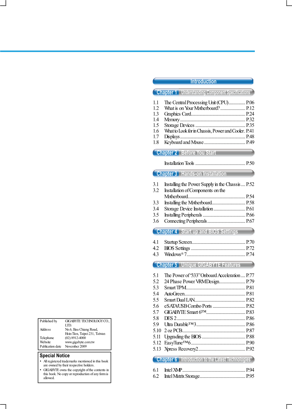 Introduction Chapter 1 Understanding Component Specifications Chapter