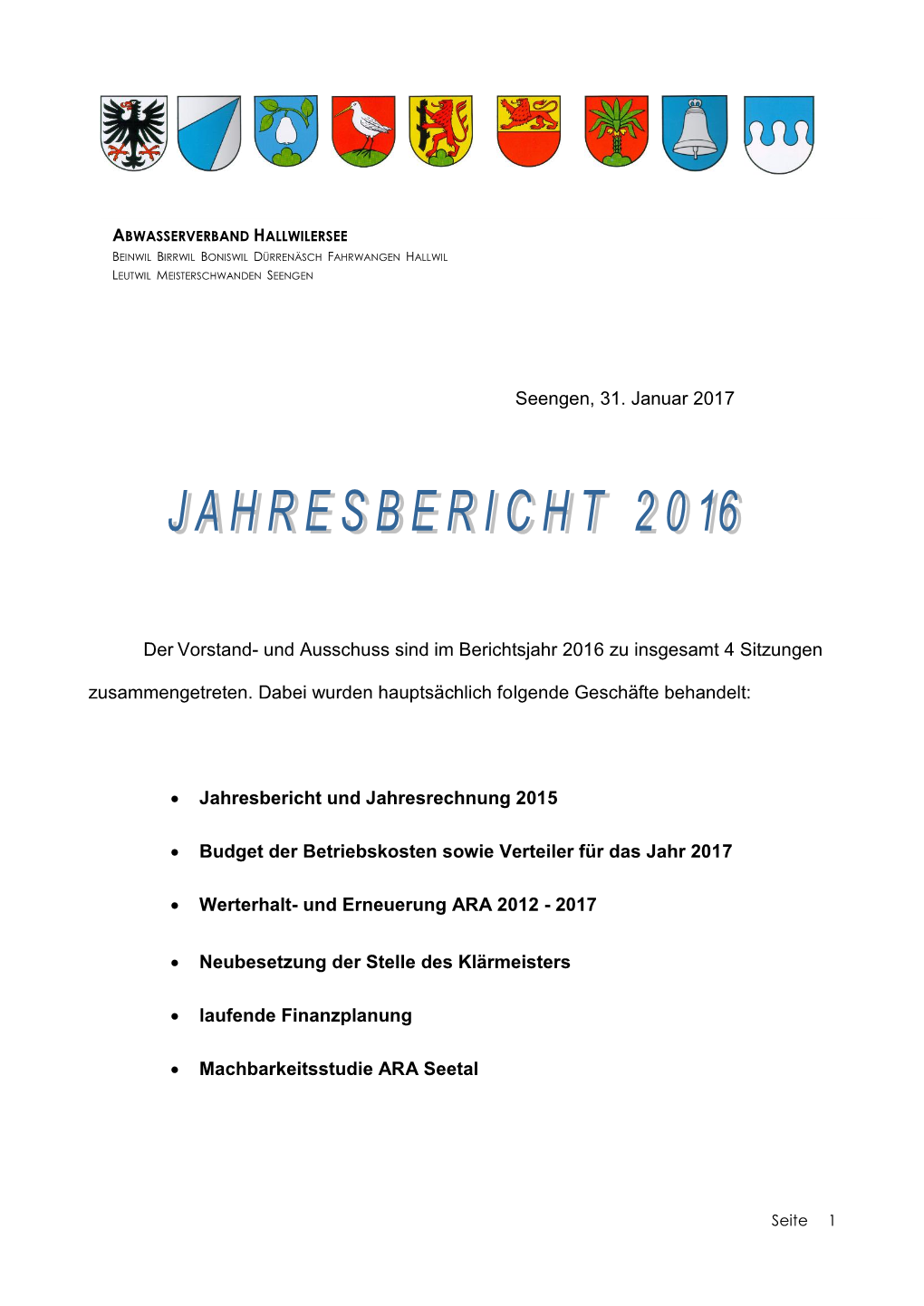 ARA Jahresbericht 2016
