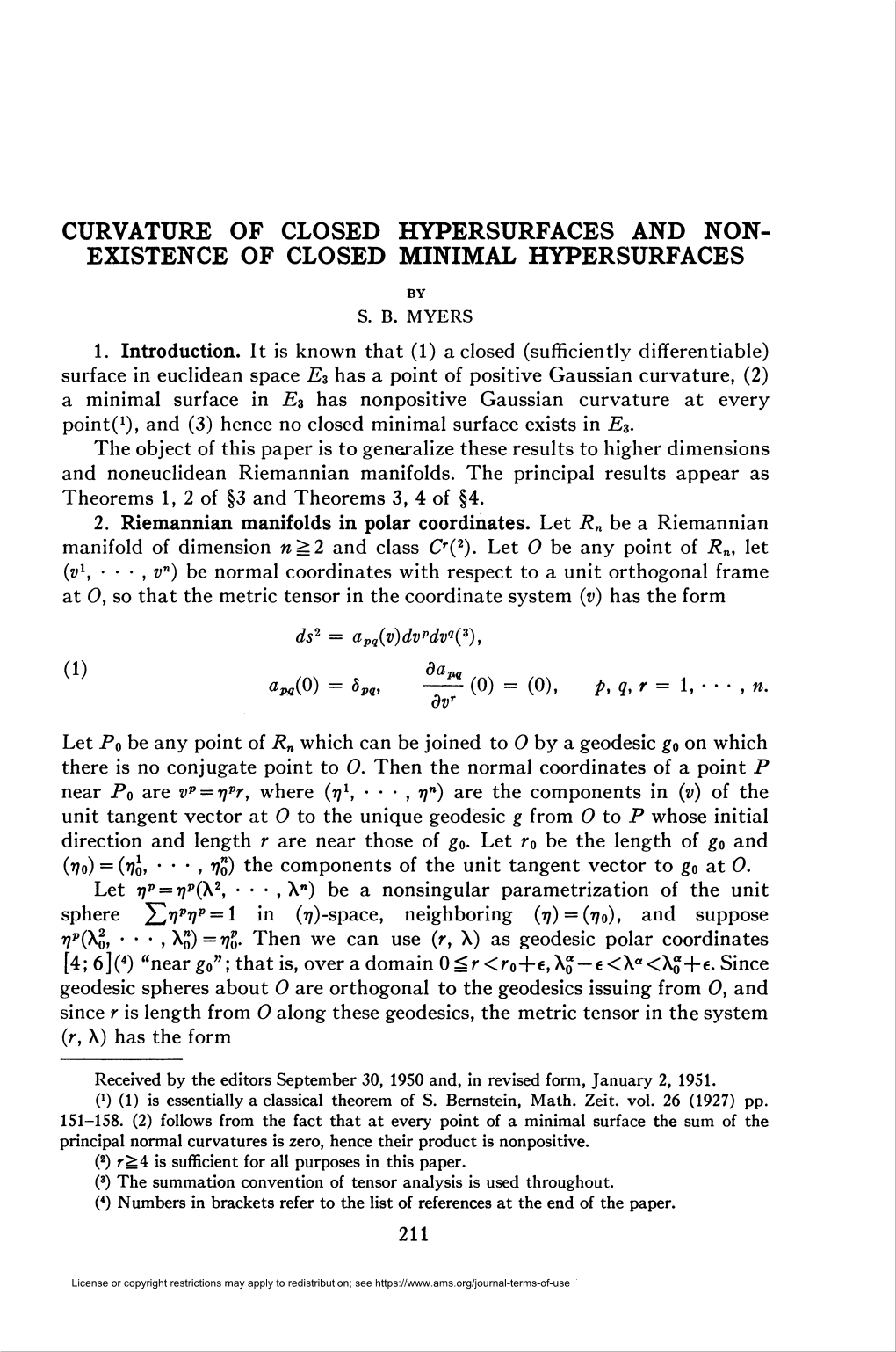 Curvature of Closed Hypersurfaces and Non- Existence of Closed Minimal Hypersurfaces