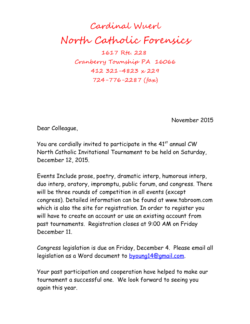 North Catholic Forensic Tournament