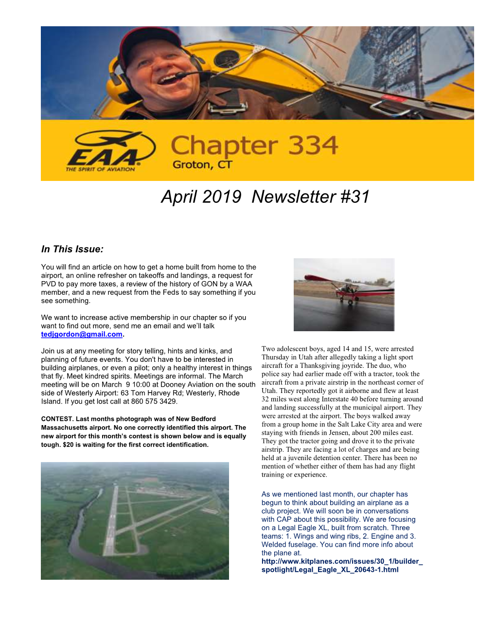 April 2019 Newsletter #31