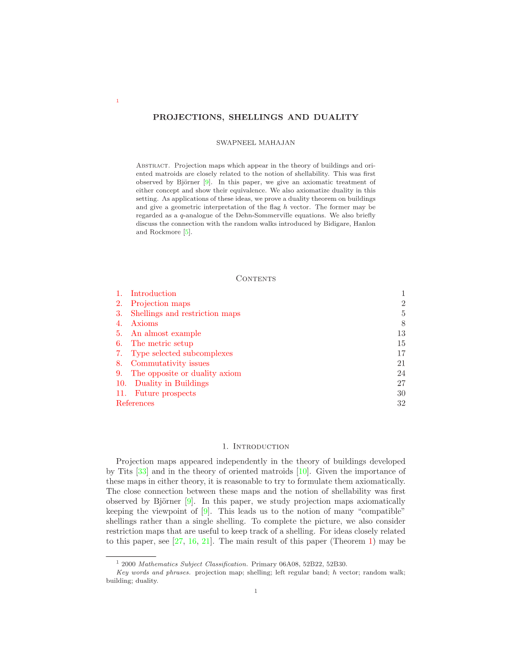 Projections Maps, Shellings and Duality