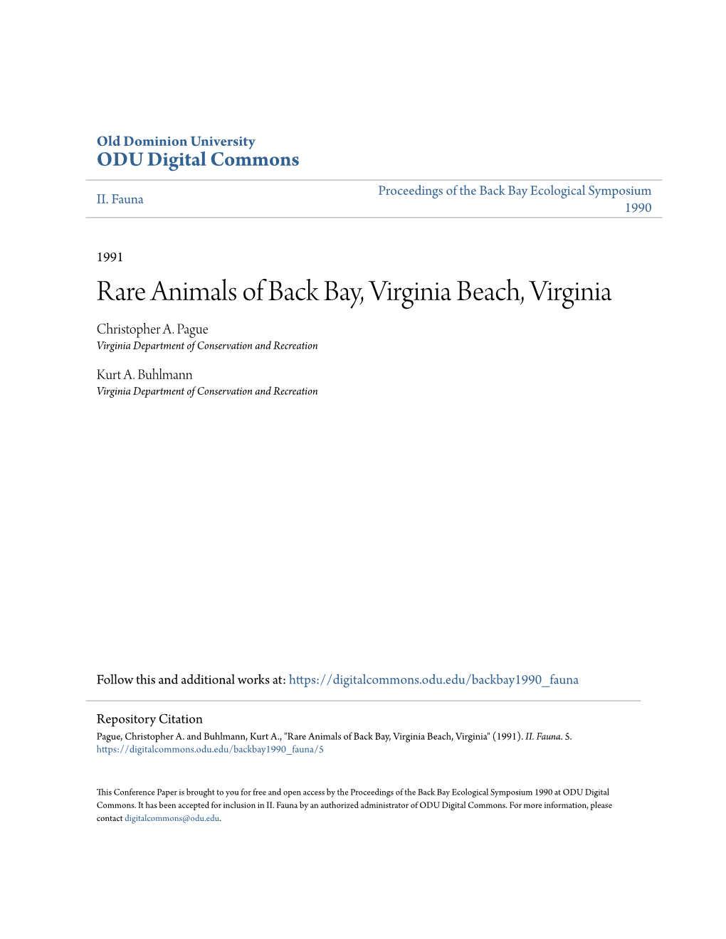 Rare Animals of Back Bay, Virginia Beach, Virginia Christopher A