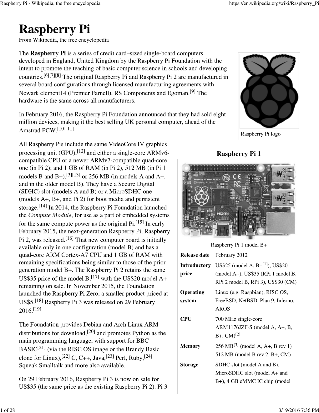 Raspberry Pi - Wikipedia, the Free Encyclopedia