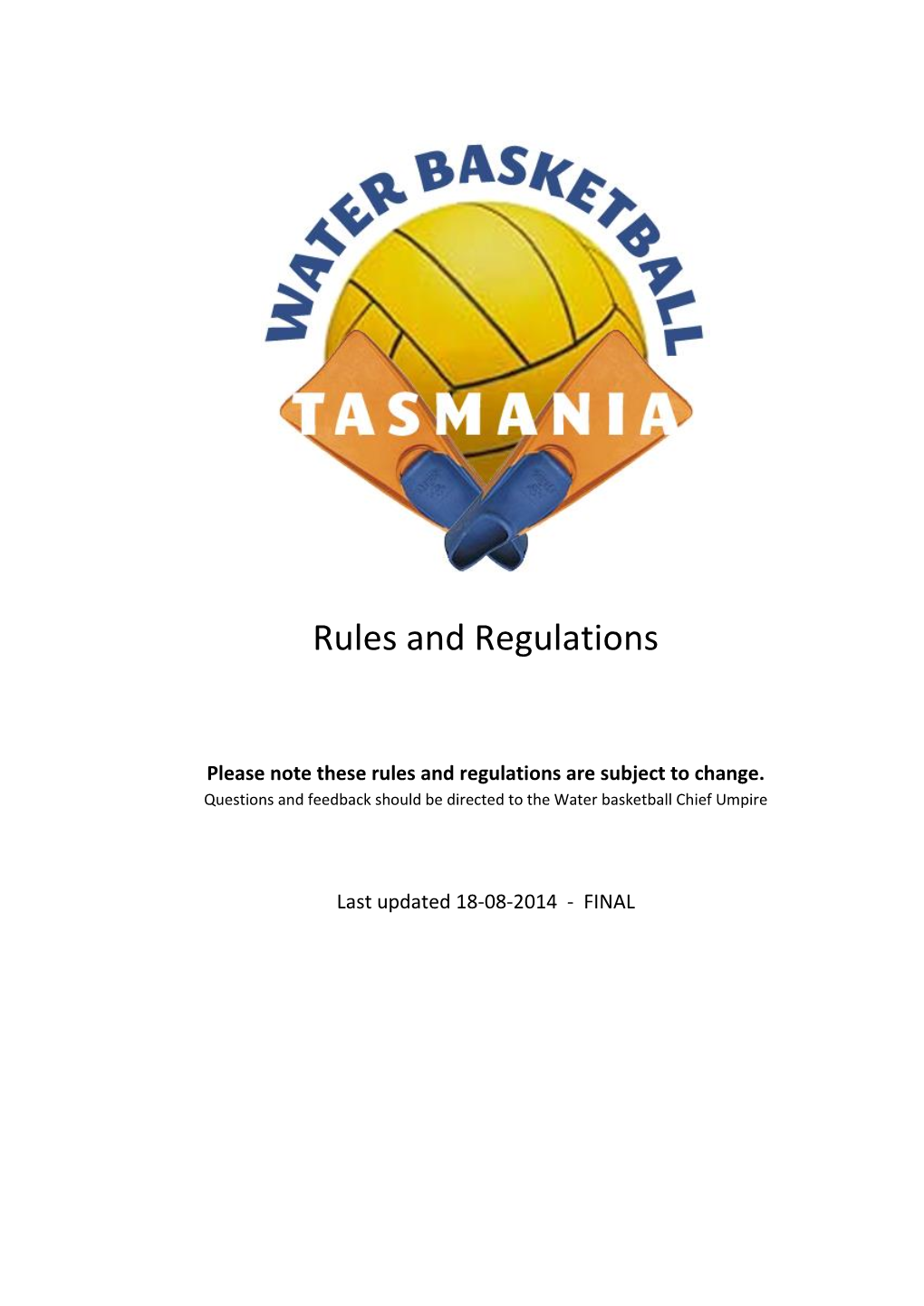 Water Basketball Tasmania Rules and Regulations