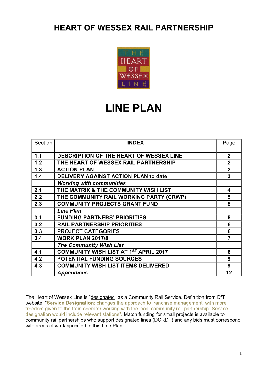 Heart of Wessex Rail Partnership Line Plan