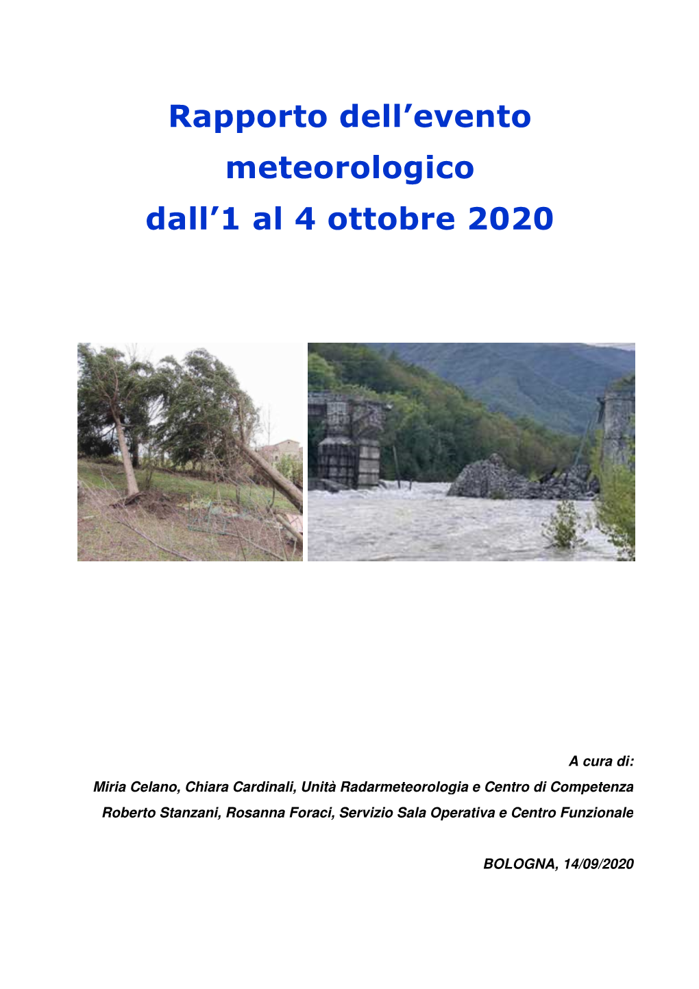 Rapporto Dell'evento Meteorologico Dall'1 Al 4 Ottobre 2020