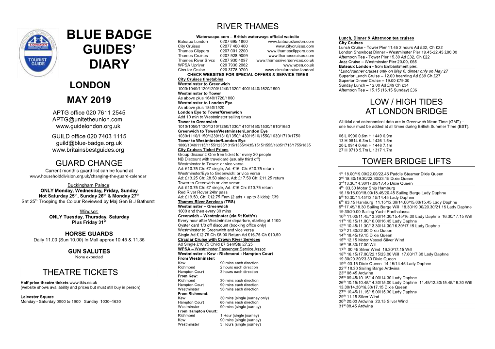 Blue Badge Guides' Diary