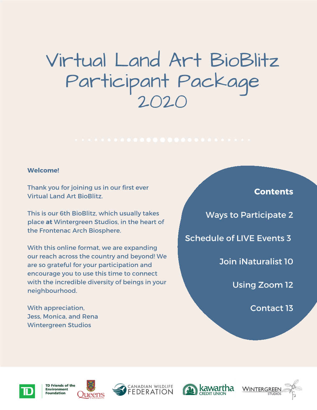 Virtual Land Art Bioblitz Participant Package 2020