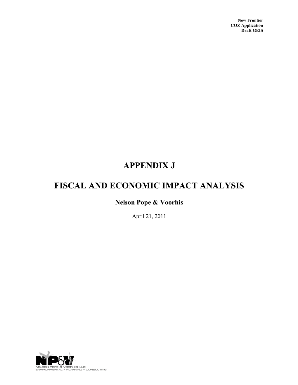 DGEIS Appendix J- Fiscal and Economic Impact Analysis