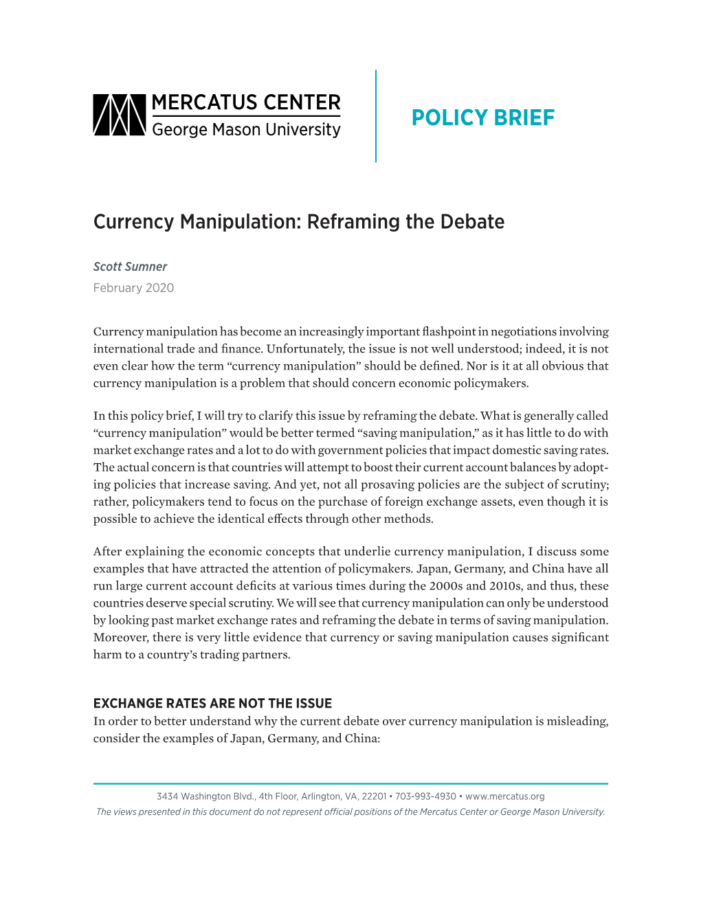 Currency Manipulation: Reframing the Debate