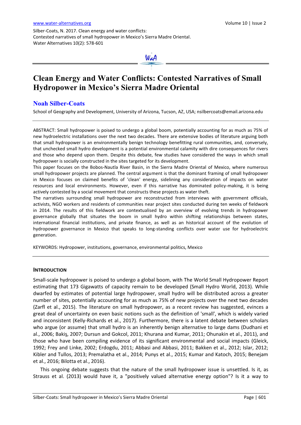 Contested Narratives of Small Hydropower in Mexico's Sierra Madre Oriental
