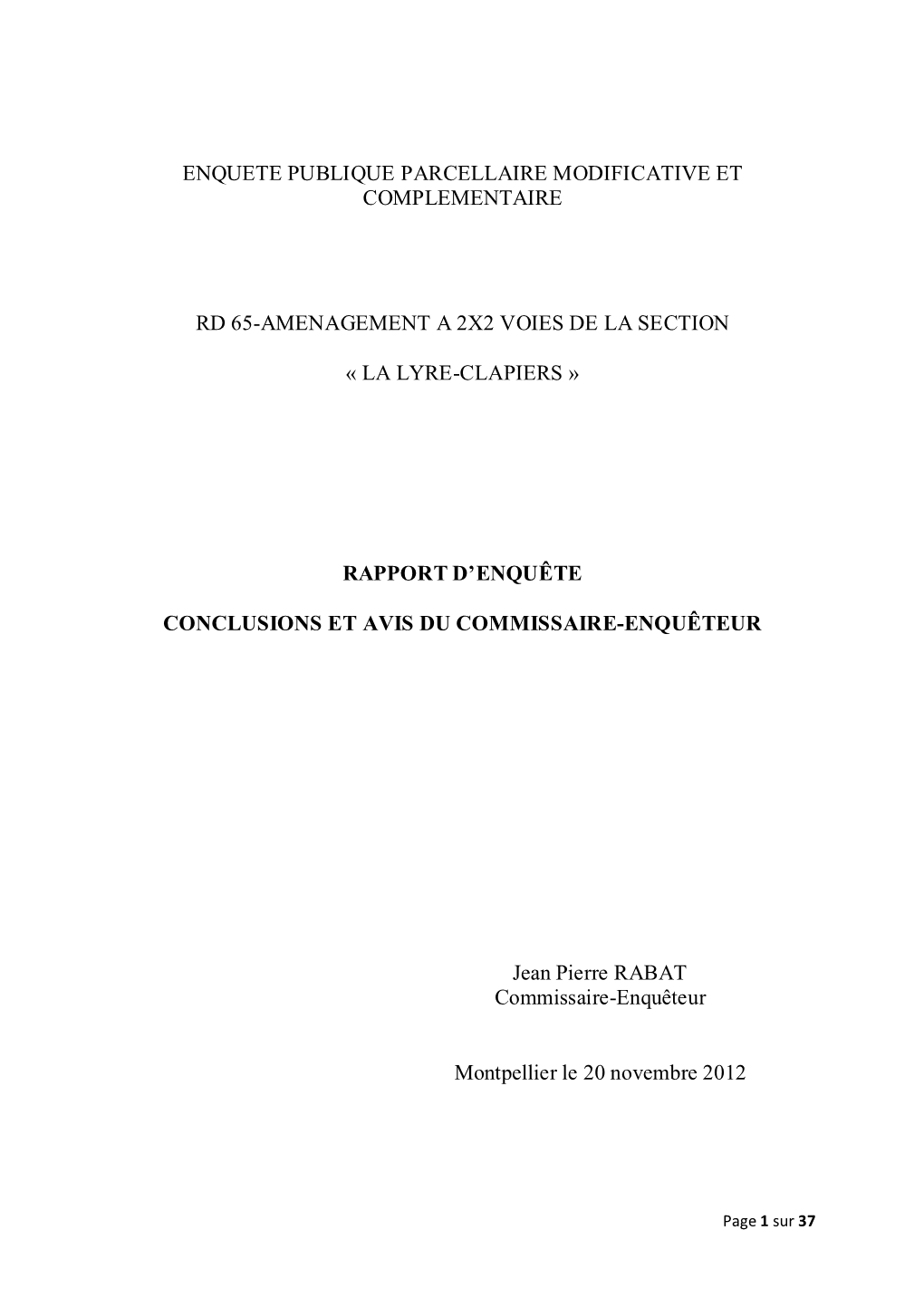 Aménagement À 2X2 Voies De La RD65, Section La Lyre