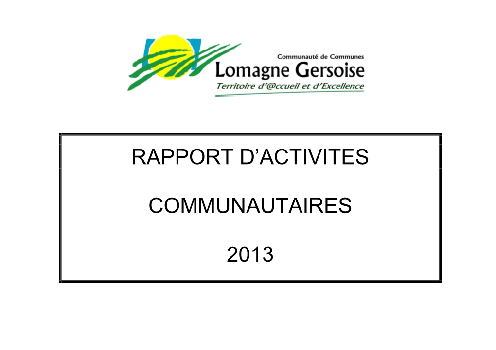 Rapport D'activités 2013