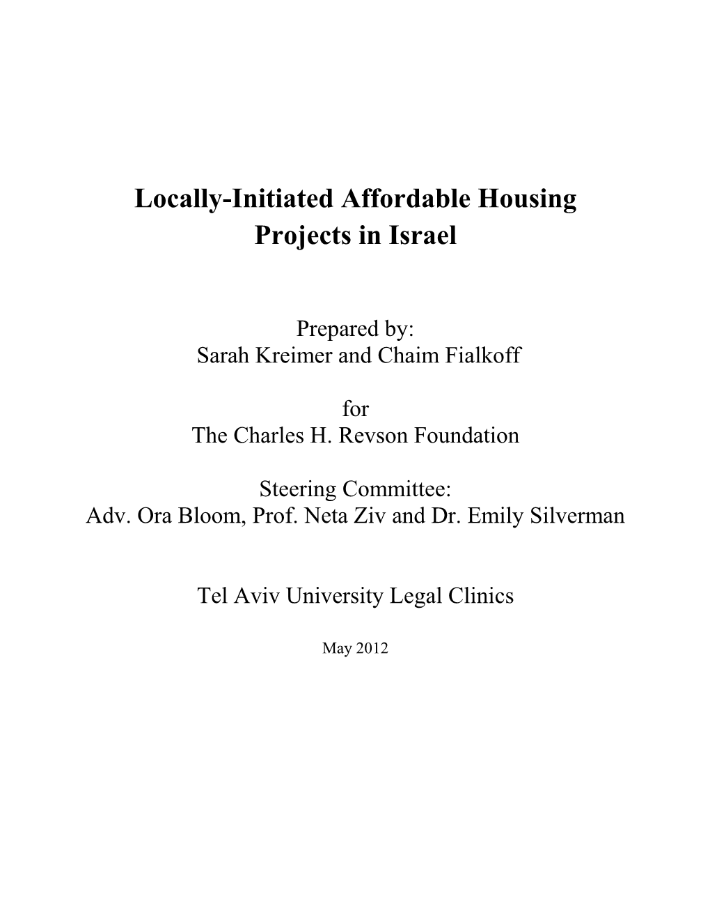 Locally-Initiated Affordable Housing Projects in Israel, 2012.Pdf