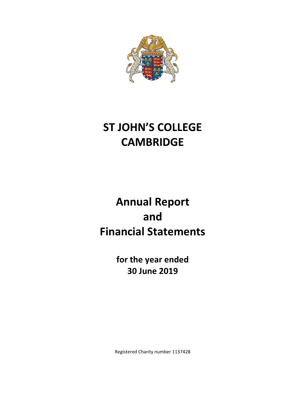 ST JOHN's COLLEGE CAMBRIDGE Annual Report and Financial