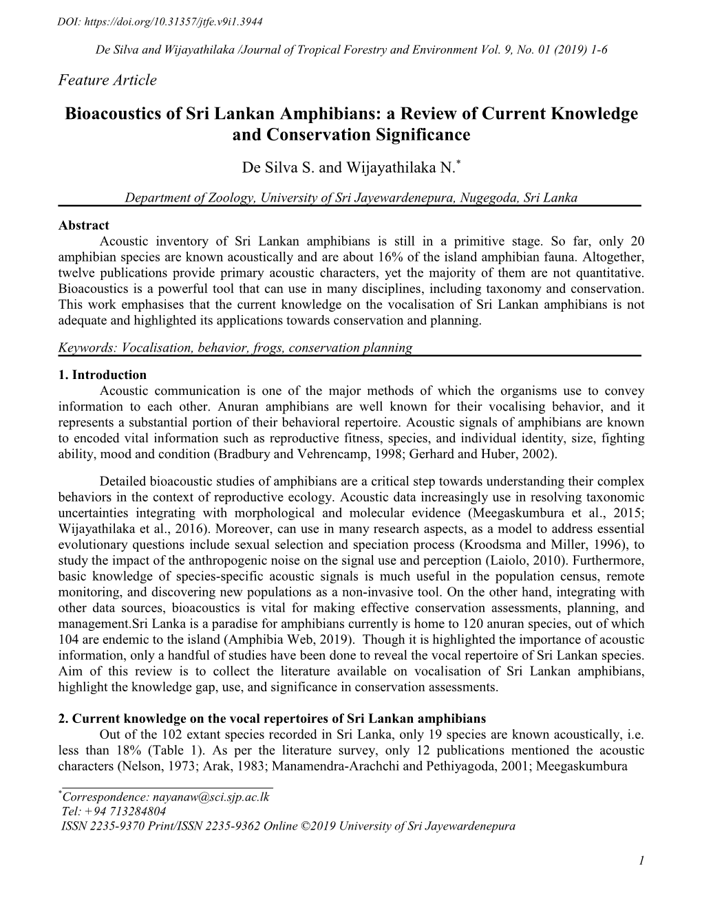 Bioacoustics of Sri Lankan Amphibians: a Review of Current Knowledge and Conservation Significance