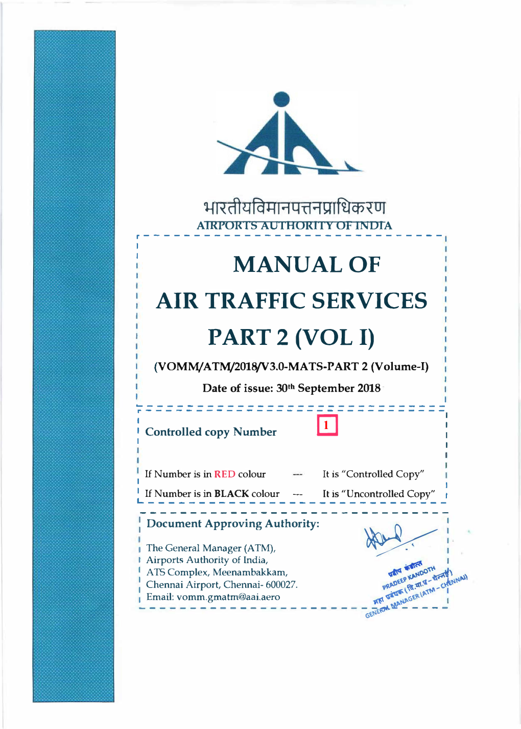 Manual of Air Traffic Services Part 2 (Vol I)