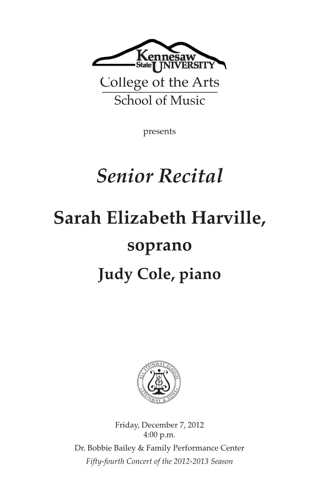 Senior Recital: Sarah Elizabeth Harville, Soprano