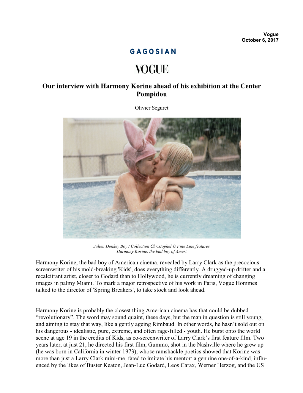 Our Interview with Harmony Korine Ahead of His Exhibition at the Center Pompidou