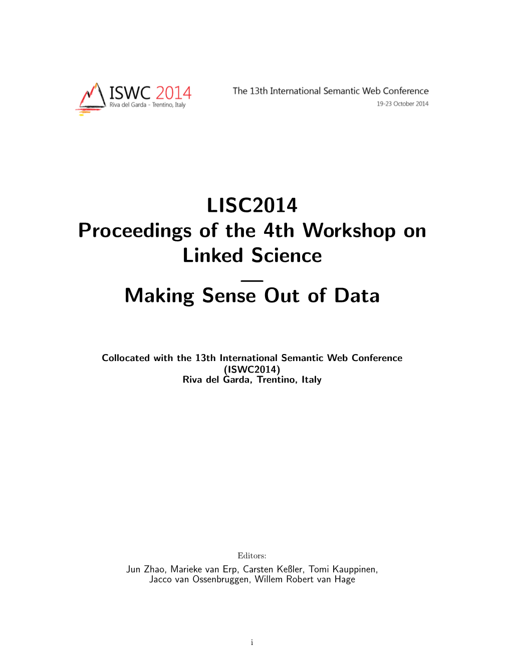 LISC2014 Proceedings of the 4Th Workshop on Linked Science — Making Sense out of Data