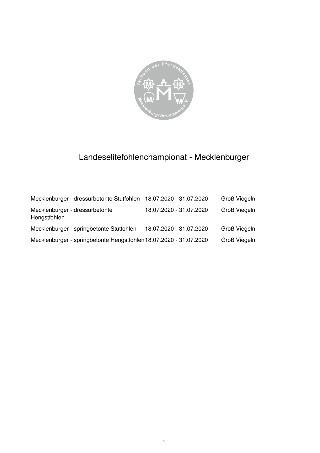 Landeselitefohlenchampionat - Mecklenburger