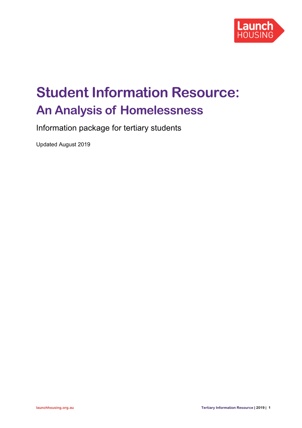 Student Information Resource: an Analysis of Homelessness Information Package for Tertiary Students