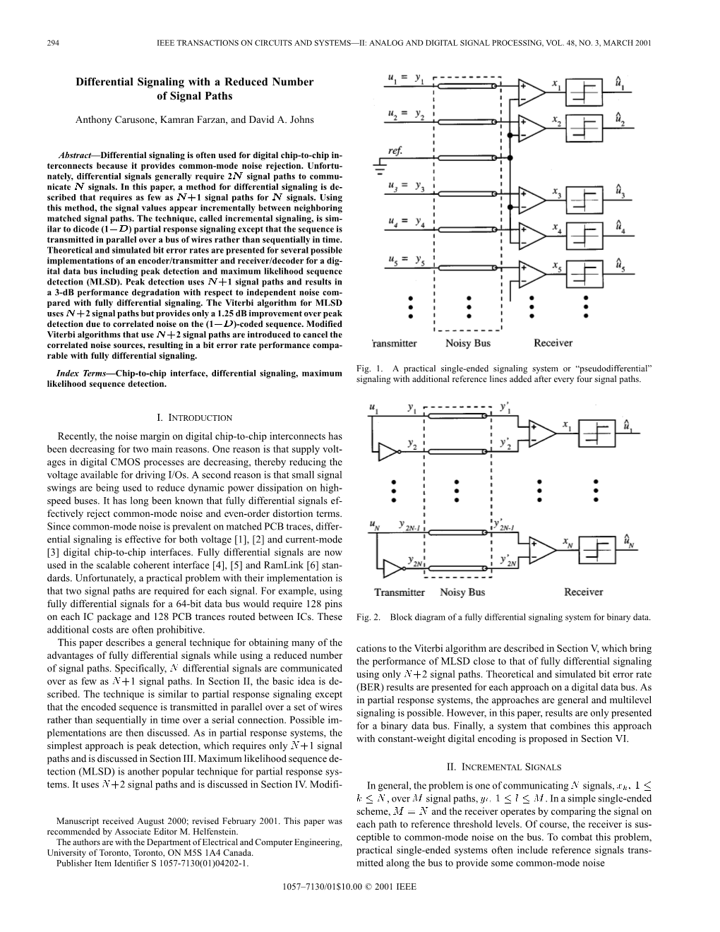 Differential Signaling with a Reduced Number of Signal Paths