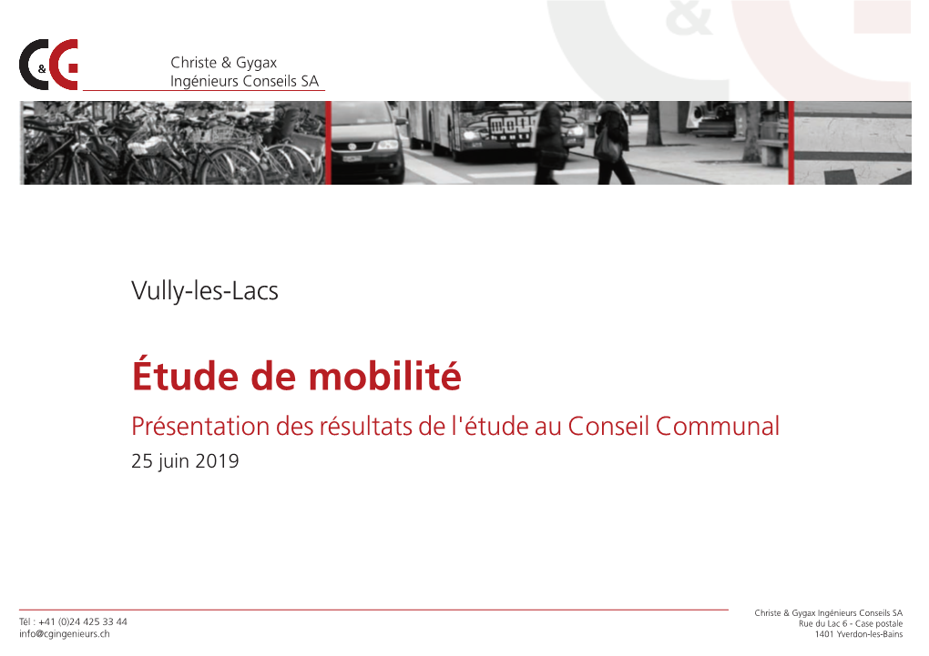 Présentation Des Résultats De L'étude De Mobilité