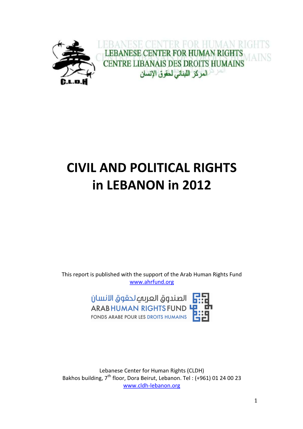 CIVIL and POLITICAL RIGHTS in LEBANON in 2012