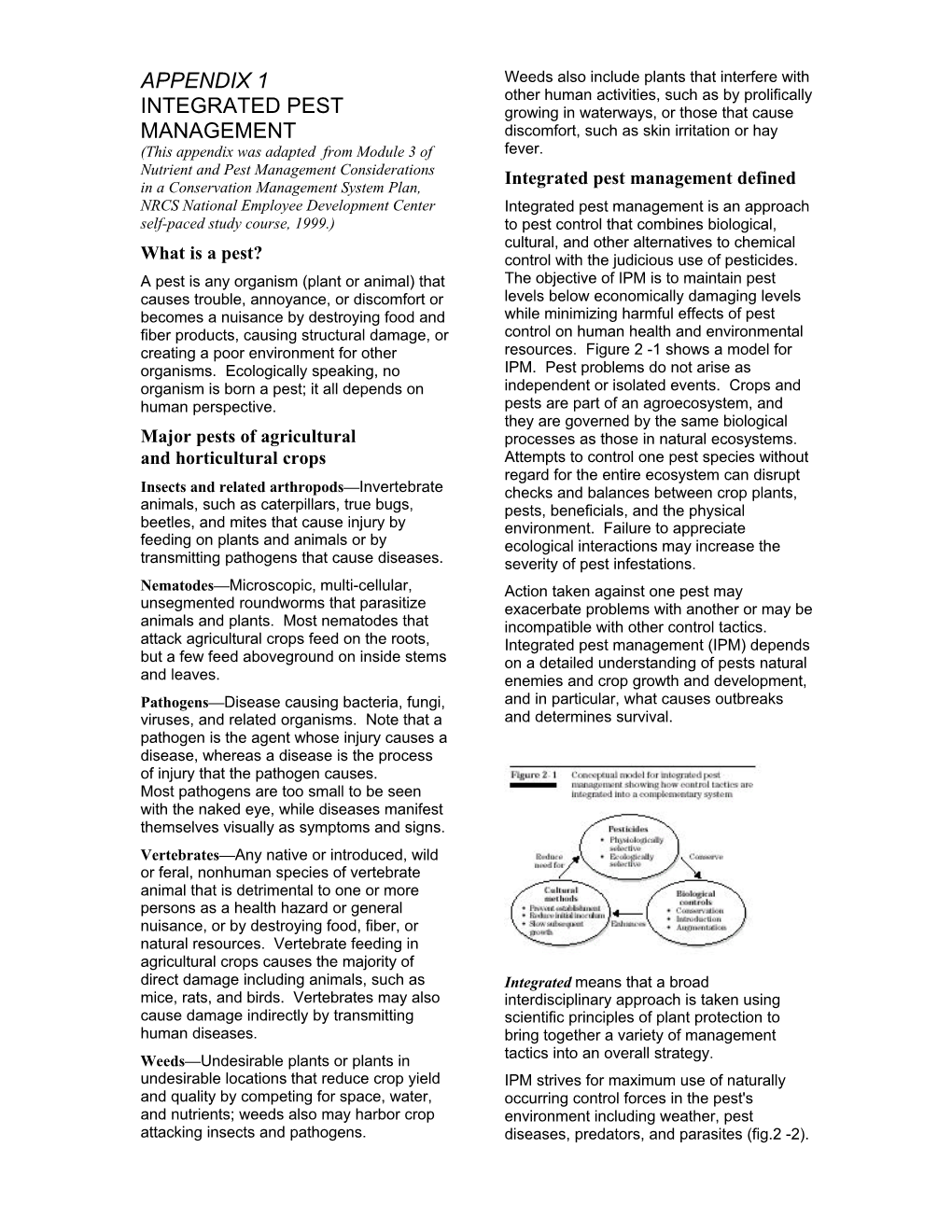 Appendix 1 Integrated Pest Management