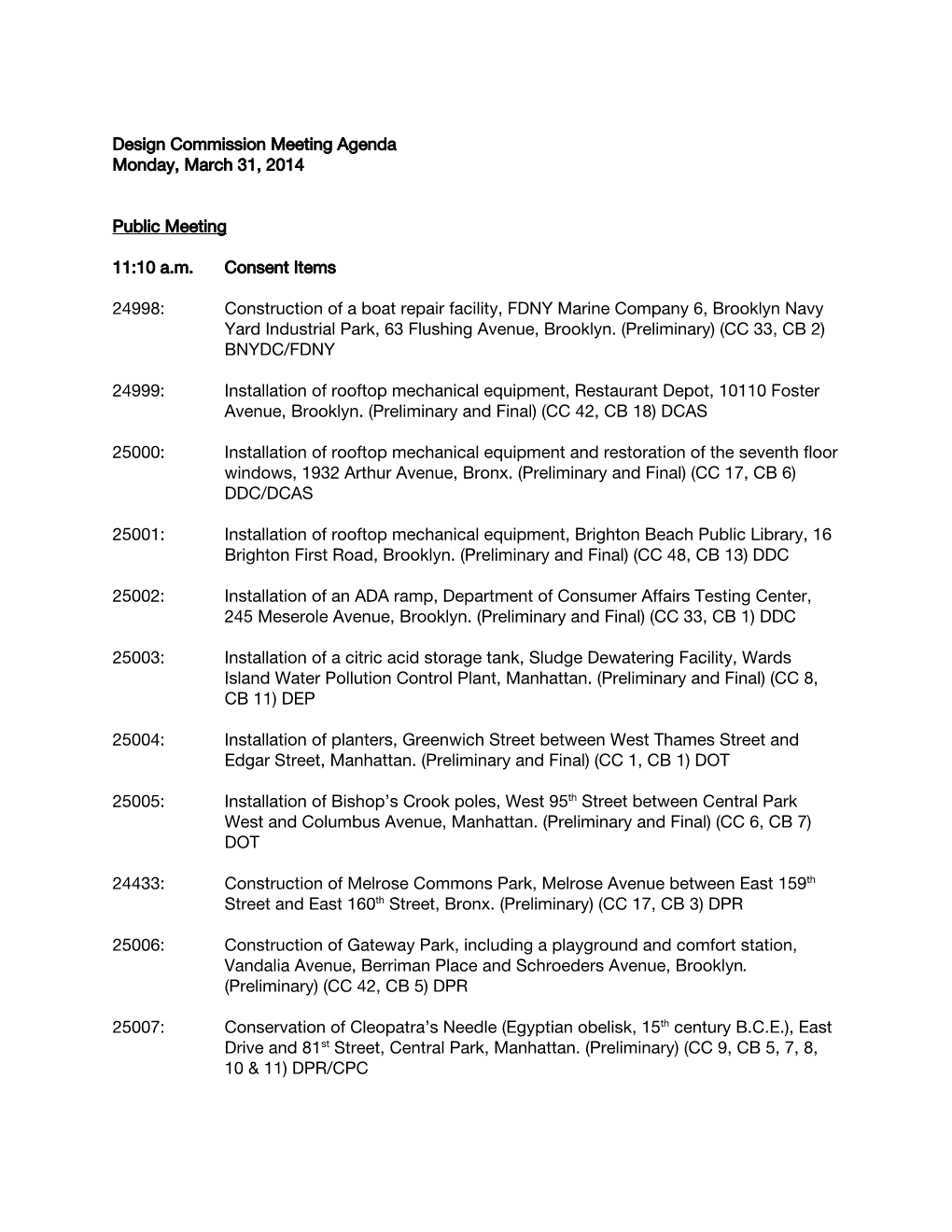 Design Commission Meeting Agenda Monday, March 31, 2014 Public