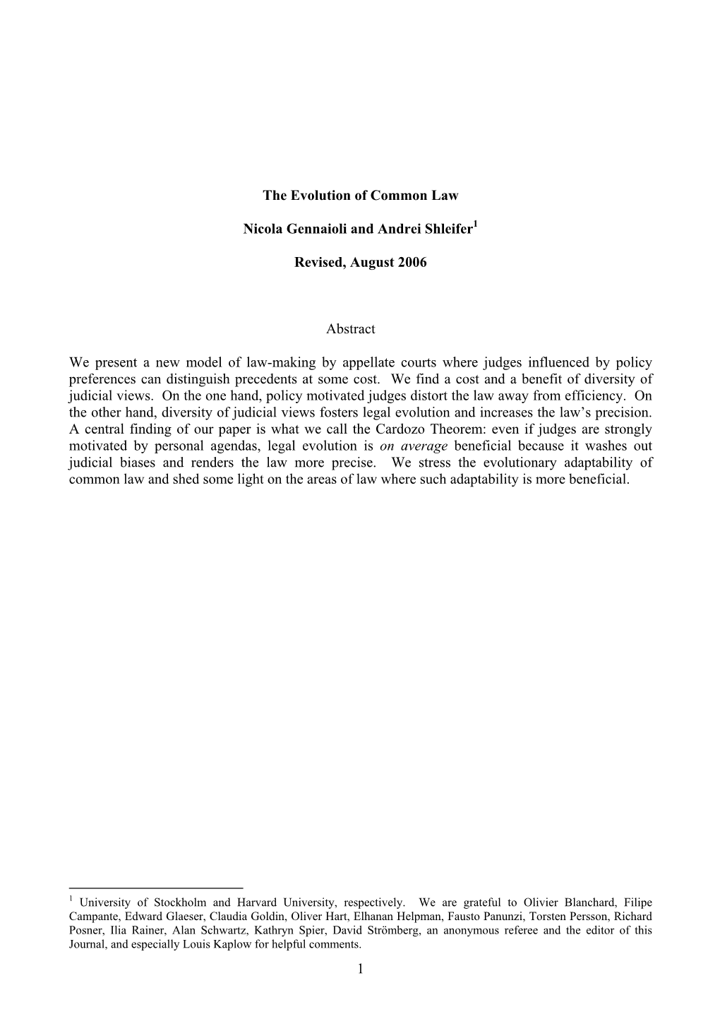 The Evolution of Common Law