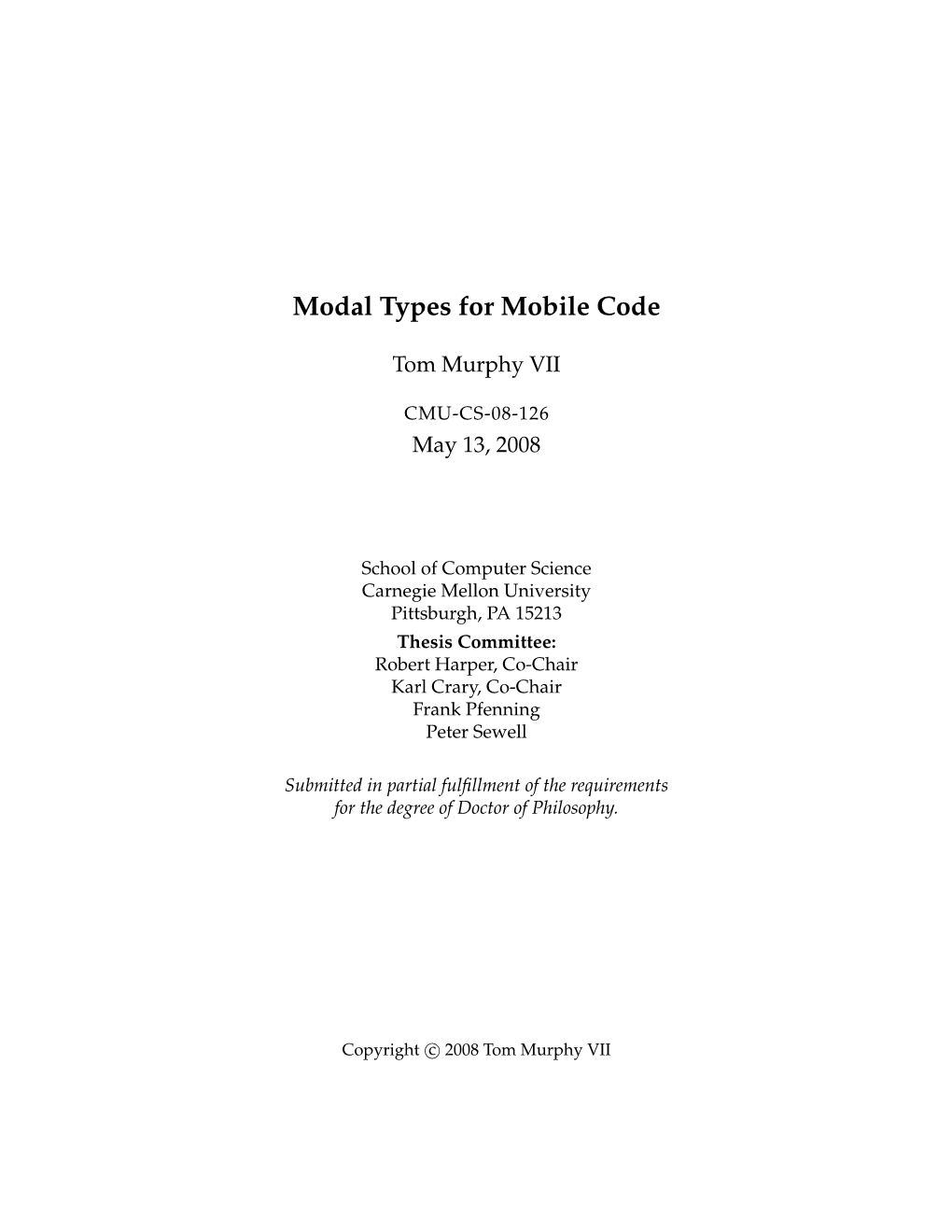 Modal Types for Mobile Code