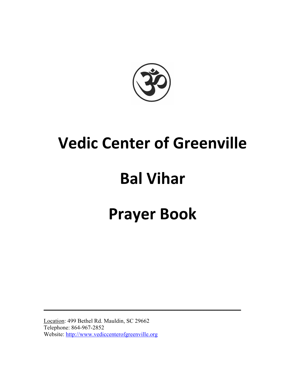 Bal Vihar Prayer Book