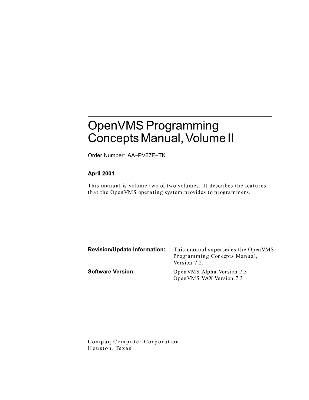 Openvms Programming Concepts Manual, Vol. 2