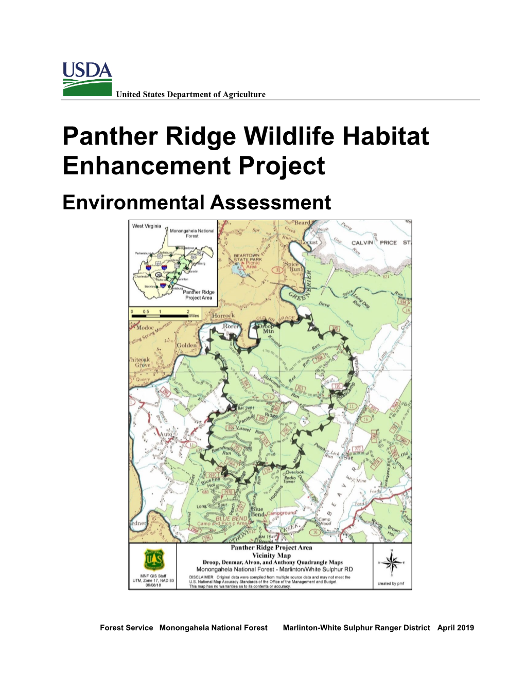 Panther Ridge Wildlife Habitat Enhancement Project Environmental Assessment