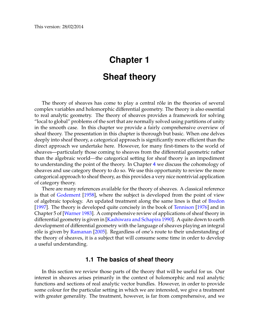 Chapter 1 Sheaf Theory