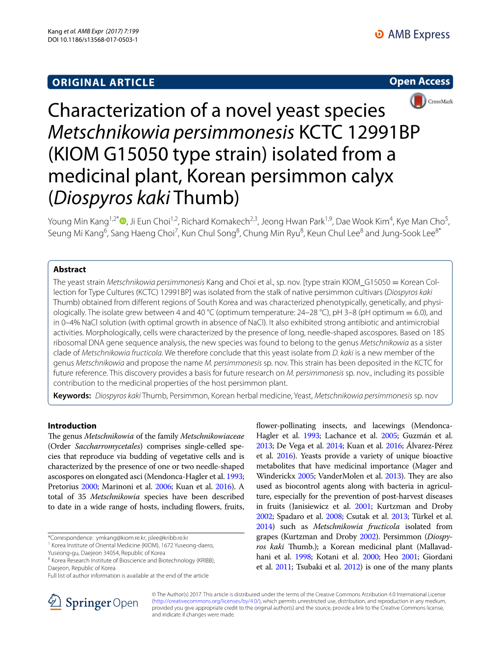 Characterization of a Novel Yeast Species Metschnikowia