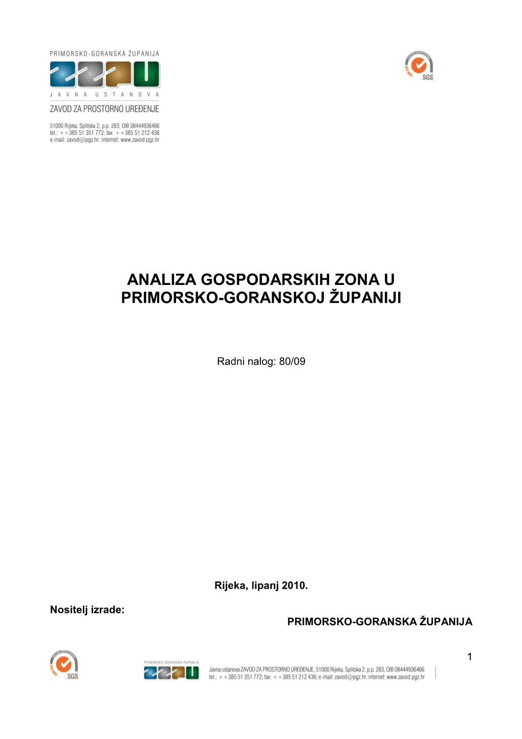 Analiza Gospodarskih Zona U Primorsko-Goranskoj Županiji