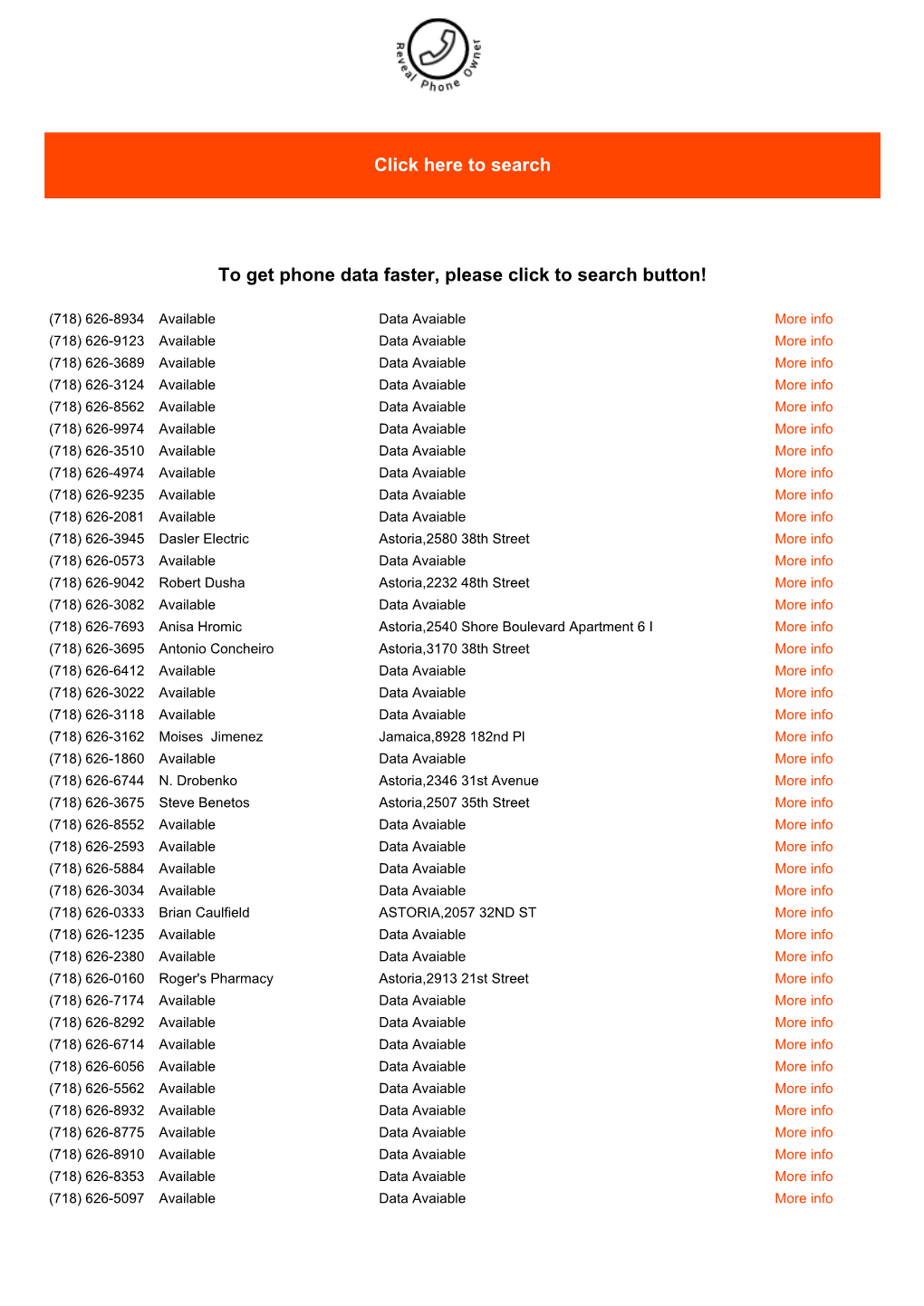 Click Here to Search to Get Phone Data Faster, Please Click to Search