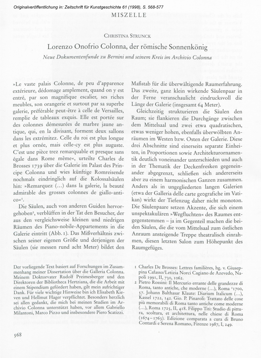 Lorenzo Onofrio Colonna, Der Römische Sonnenkönig Neue Dokumentenfunde Zu Bernini Und Seinem Kreis Im Archivio Colonna