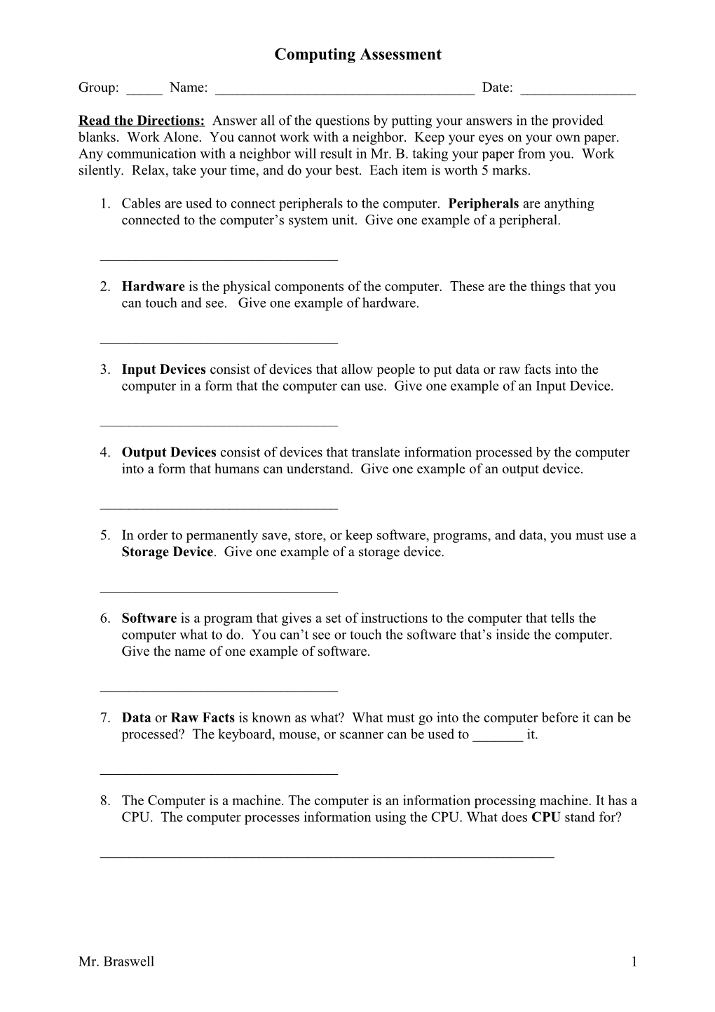 Computing Assessment