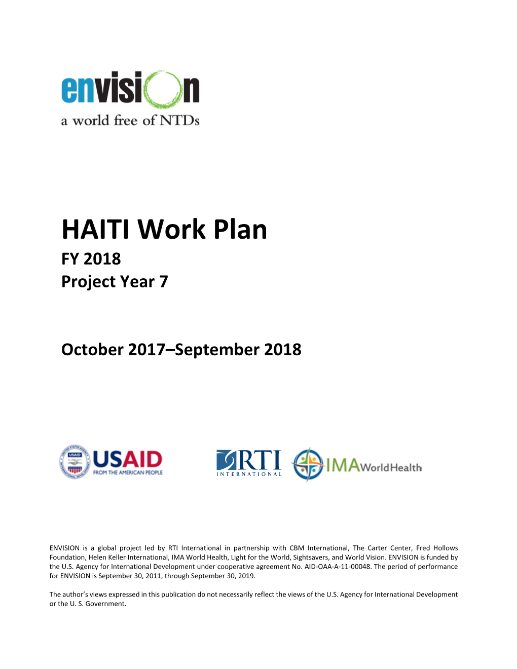 HAITI Work Plan FY 2018 Project Year 7